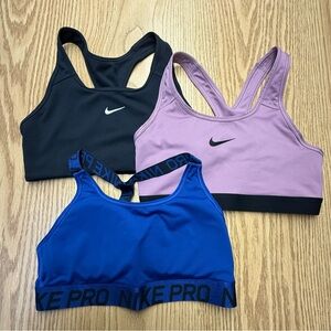 Nike Women's Sports Bra Bundle x3 - Black, Lavender, and Blue